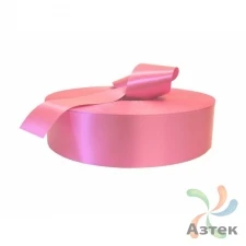 Сатиновая лента 100мм х 200м втулка 76 мм, цвет - розовый